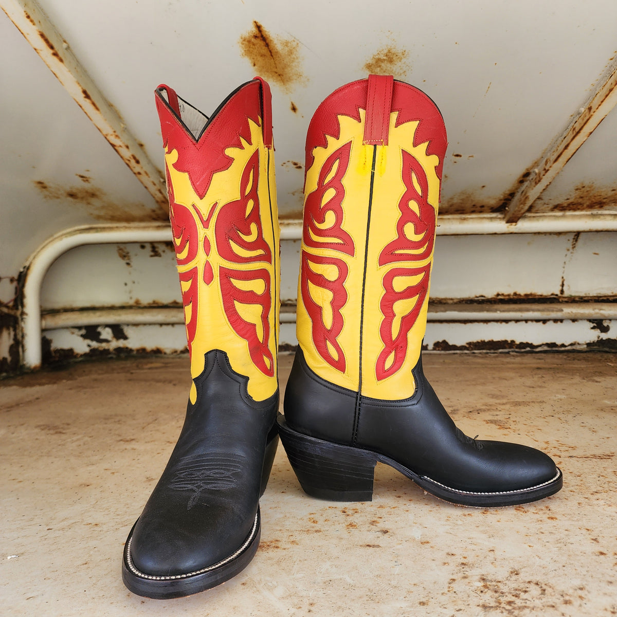Jose Sanchez Boot Black W/Yellow & Red Inlay – Picosa Creek Outfitters