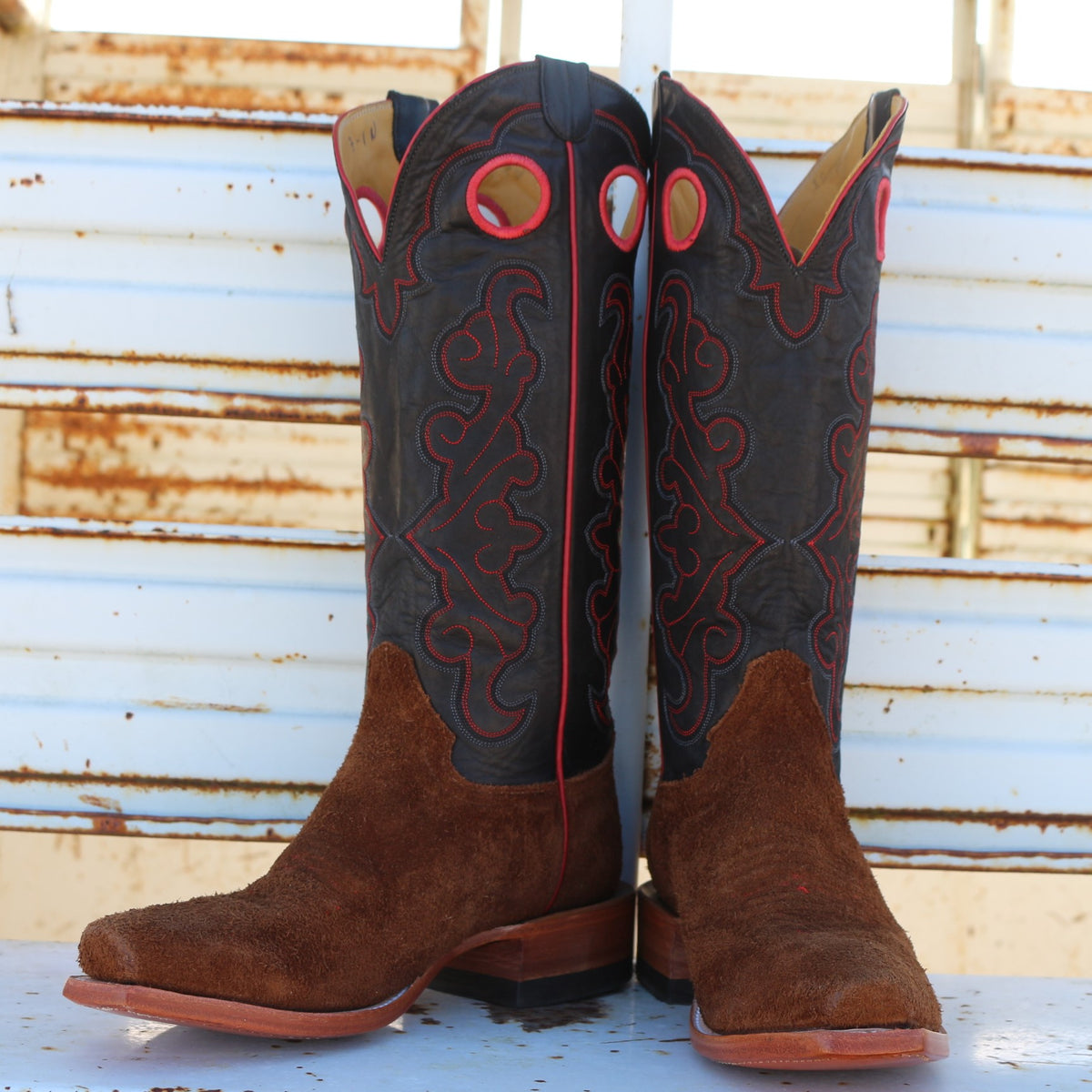 Honcho Boot Tobac Buffalo Roughout w/ Black Remuda Picosa Creek