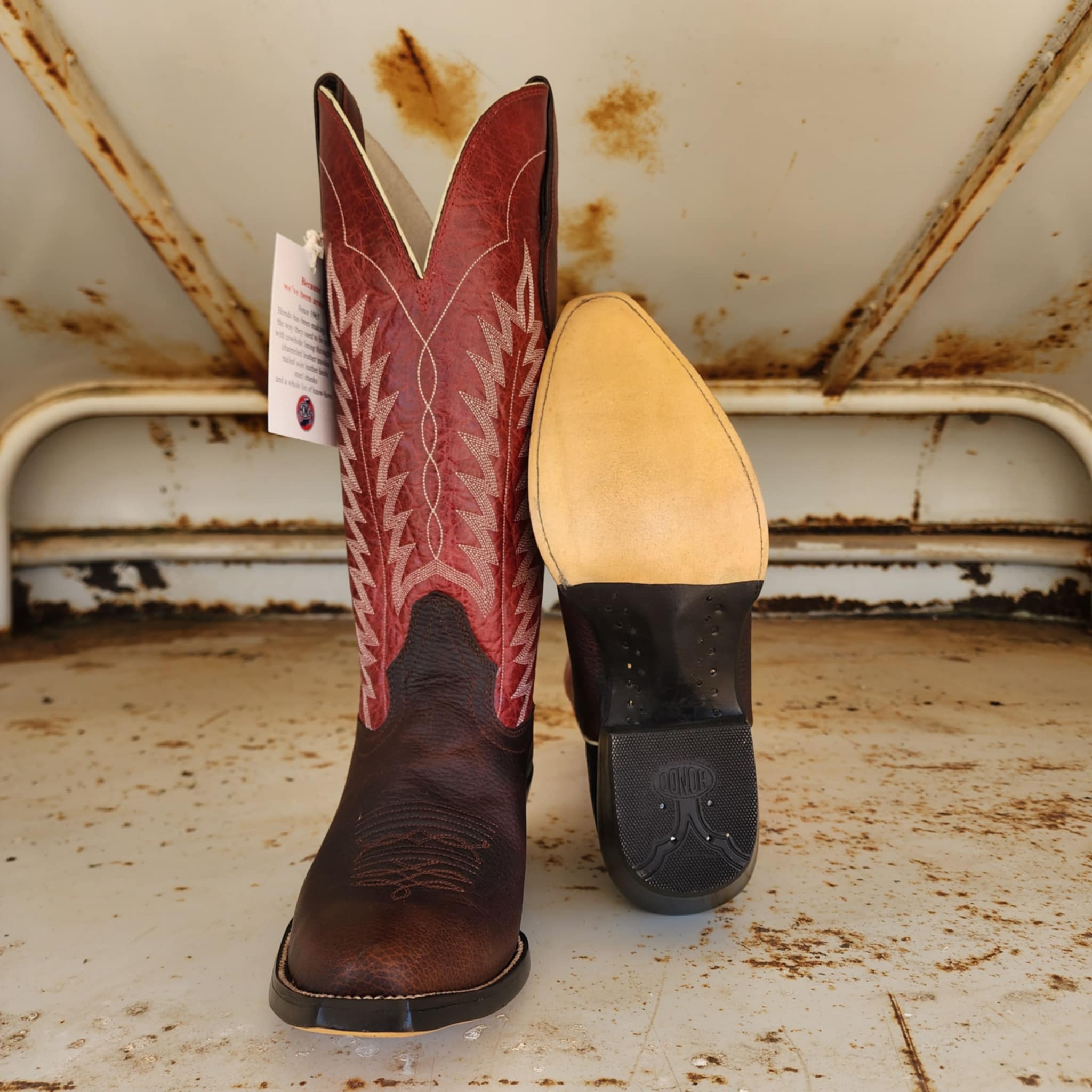 Hondo Picosa Creek Exclusive Brown Oil Tan w/Red Valcano - The Reese 2.0 Boot