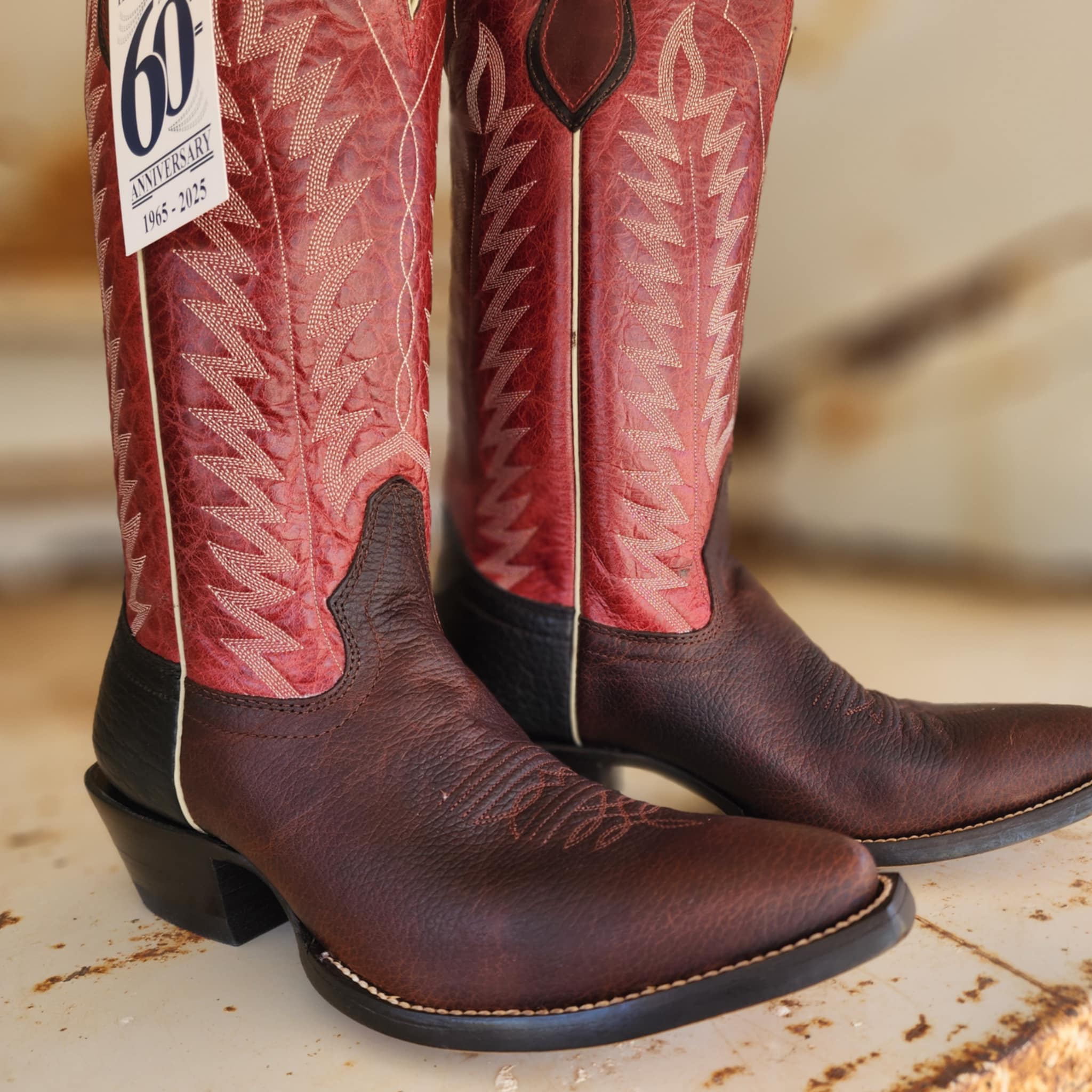 Hondo Picosa Creek Exclusive Brown Oil Tan w/Red Valcano - The Reese 2.0 Boot