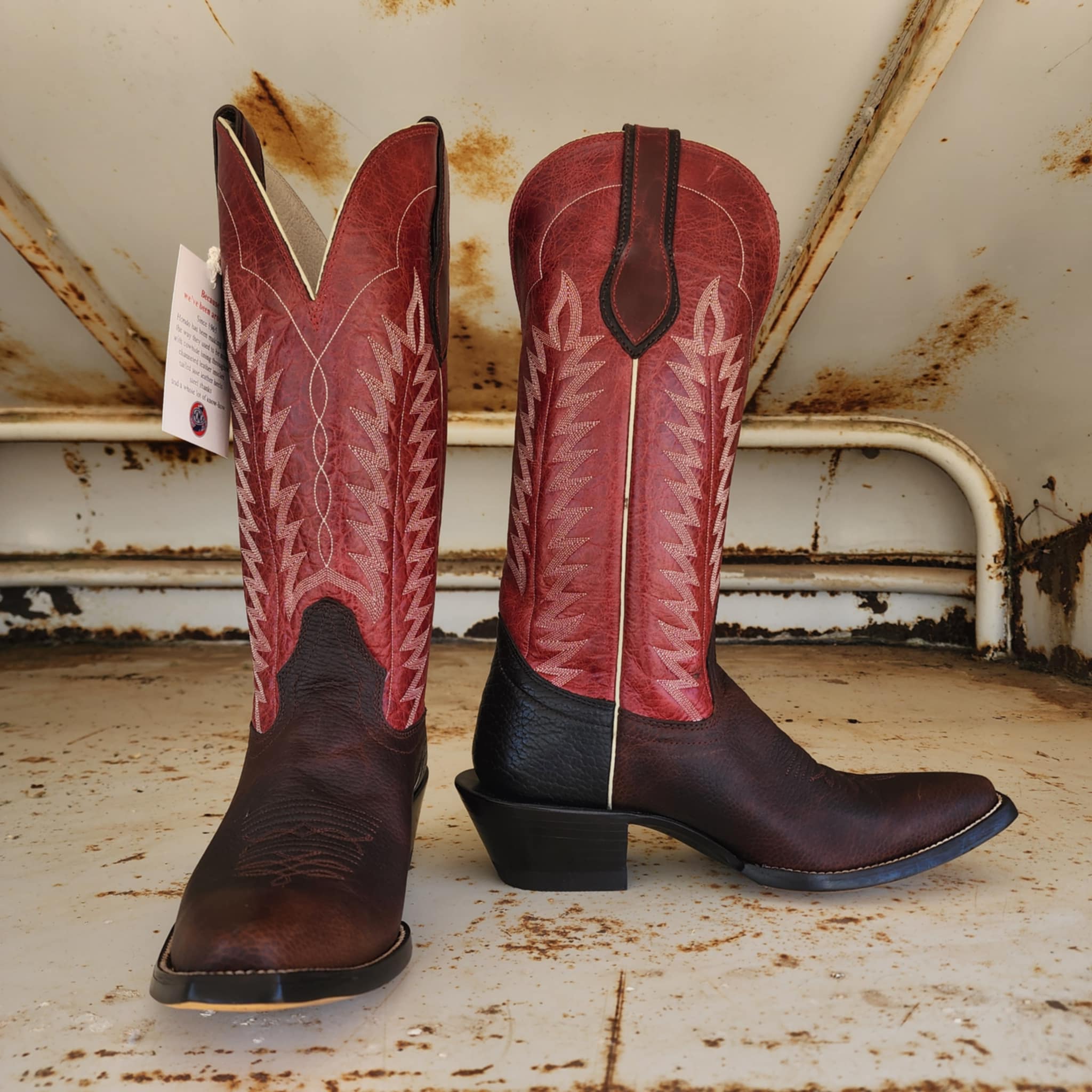 Hondo Picosa Creek Exclusive Brown Oil Tan w/Red Valcano - The Reese 2.0 Boot