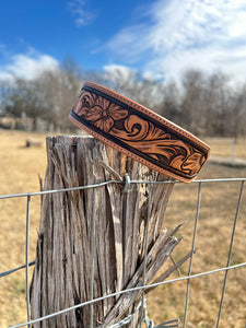 Leather Dog Collar - Brown Border