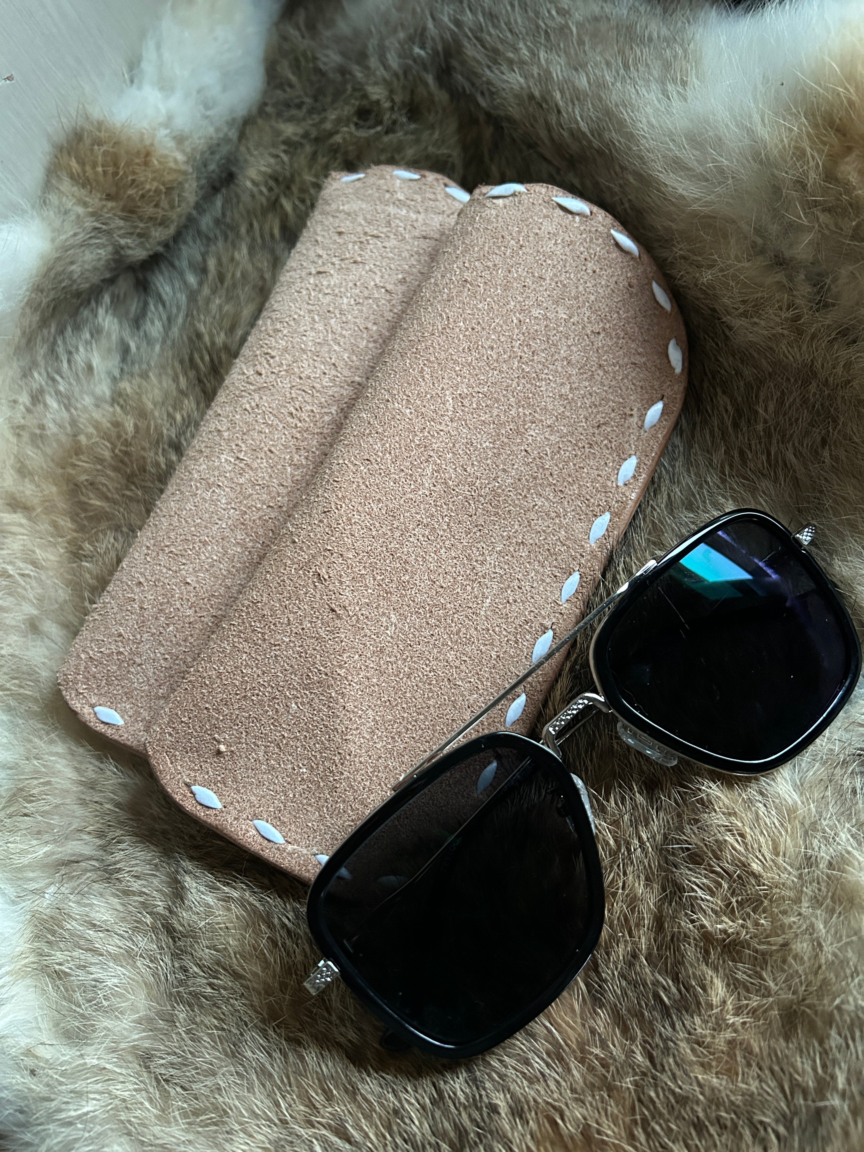 Leather Eyeglass case (roughout w/buck stitch)