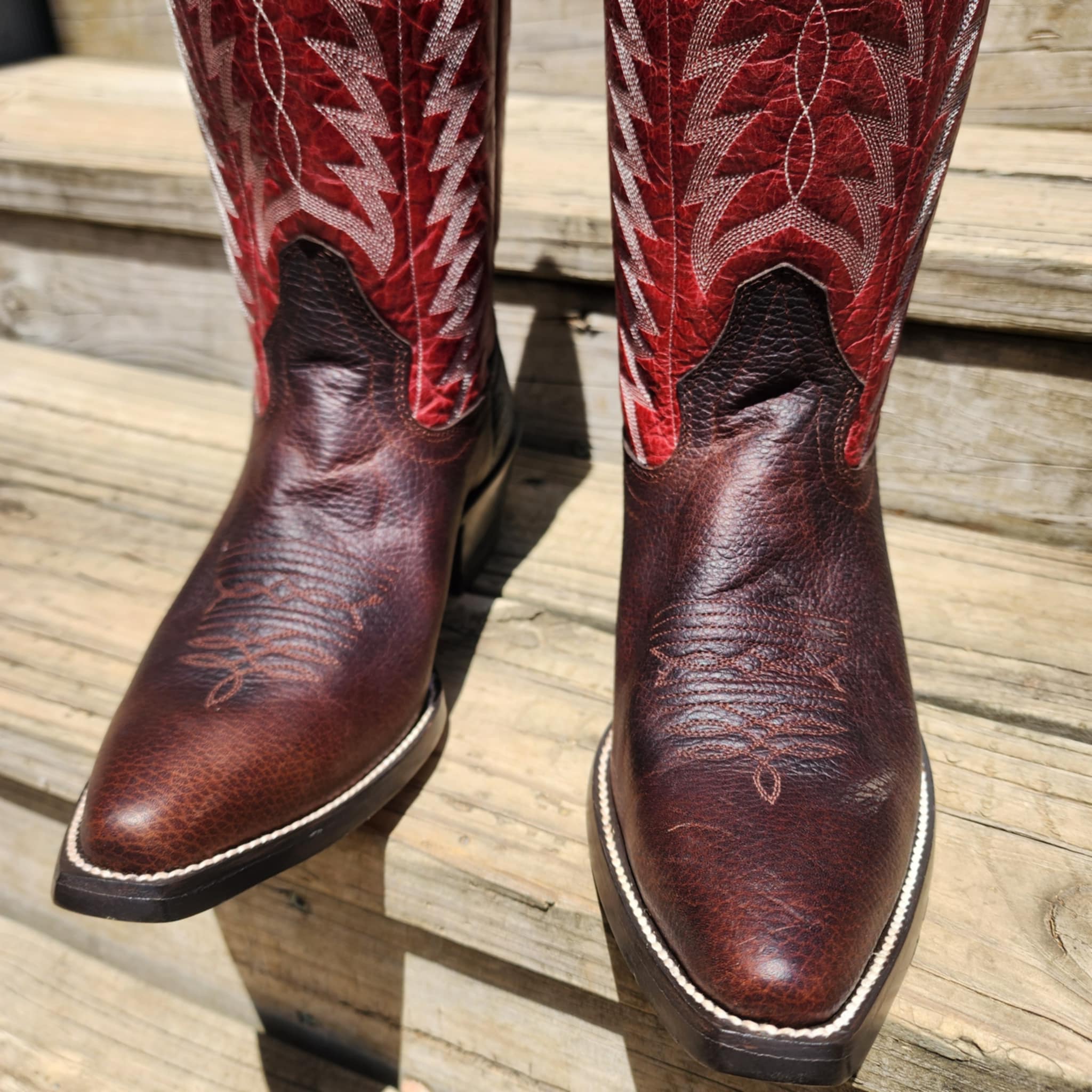 Hondo Picosa Creek Exclusive Brown Oil Tan w/Red Valcano - The Reese 2.0 Boot