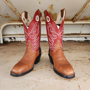 Hondo Picosa Creek Exclusive Walnut Spanish Shoulder w/Red Cow - The Roughstock Red Boot