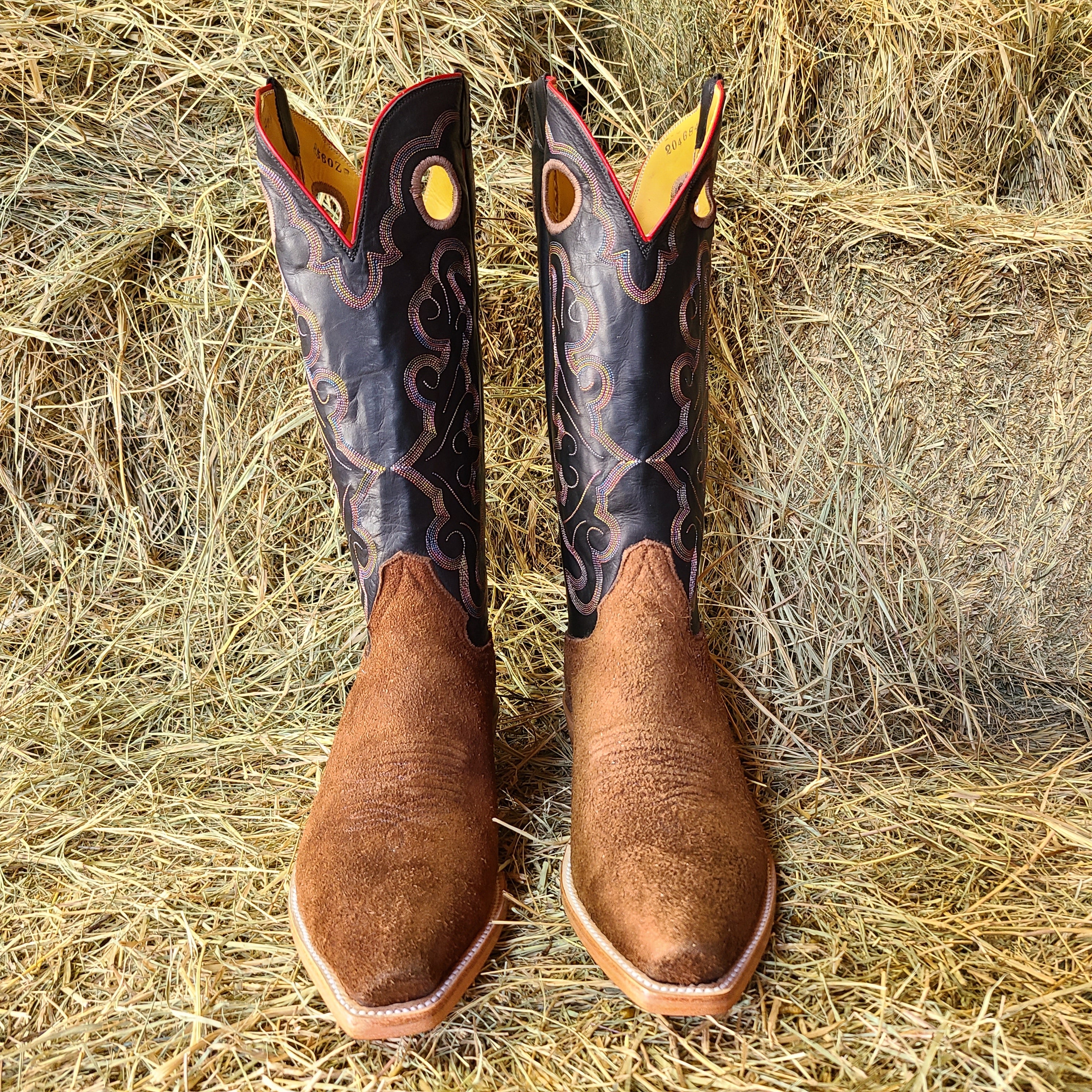 Picosa Creek Boots - Tobacco Buffalo Roughout w/ Black Remuda - The Pecos