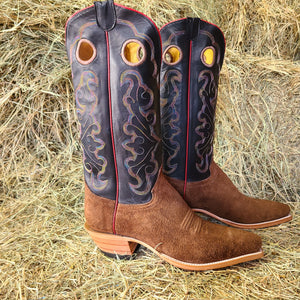 Picosa Creek Boots - Tobacco Buffalo Roughout w/ Black Remuda - The Pecos