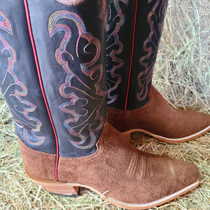 Picosa Creek Boots - Tobacco Buffalo Roughout w/ Black Remuda - The Pecos