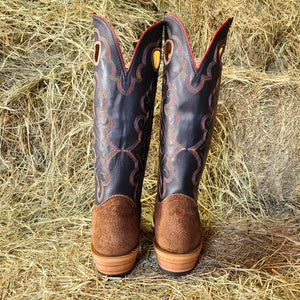 Picosa Creek Boots - Tobacco Buffalo Roughout w/ Black Remuda - The Pecos