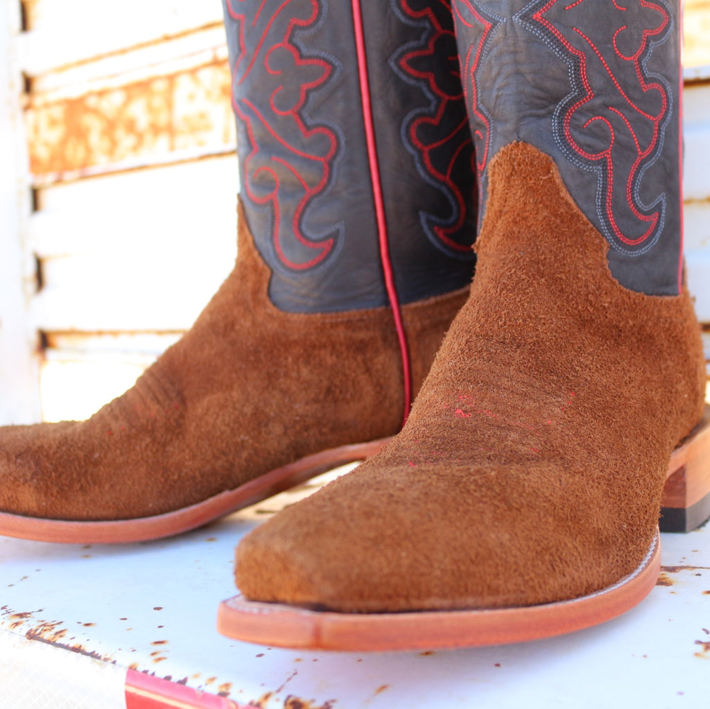 Honcho Boot Tobac Buffalo Roughout w/ Black Remuda Picosa Creek