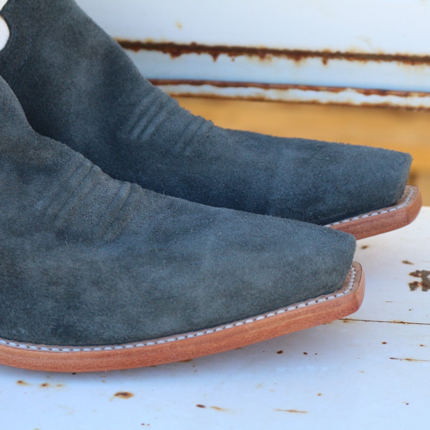 Honcho Boot Navy Roughout w/ White Cow