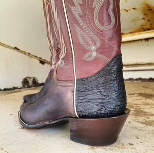 Picosa Creek Boots - Brown Grizzly w/Wine Cowhide - The Reese