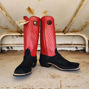 Fenoglio Picosa Creek Exclusive Black Glazed Roughout w/ Red - The Lubbock Boot - FB00101476